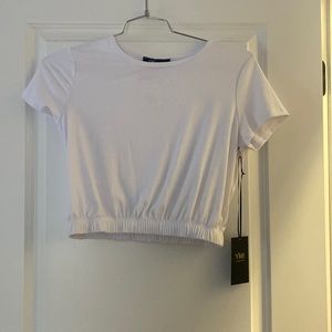 Cropped white tee